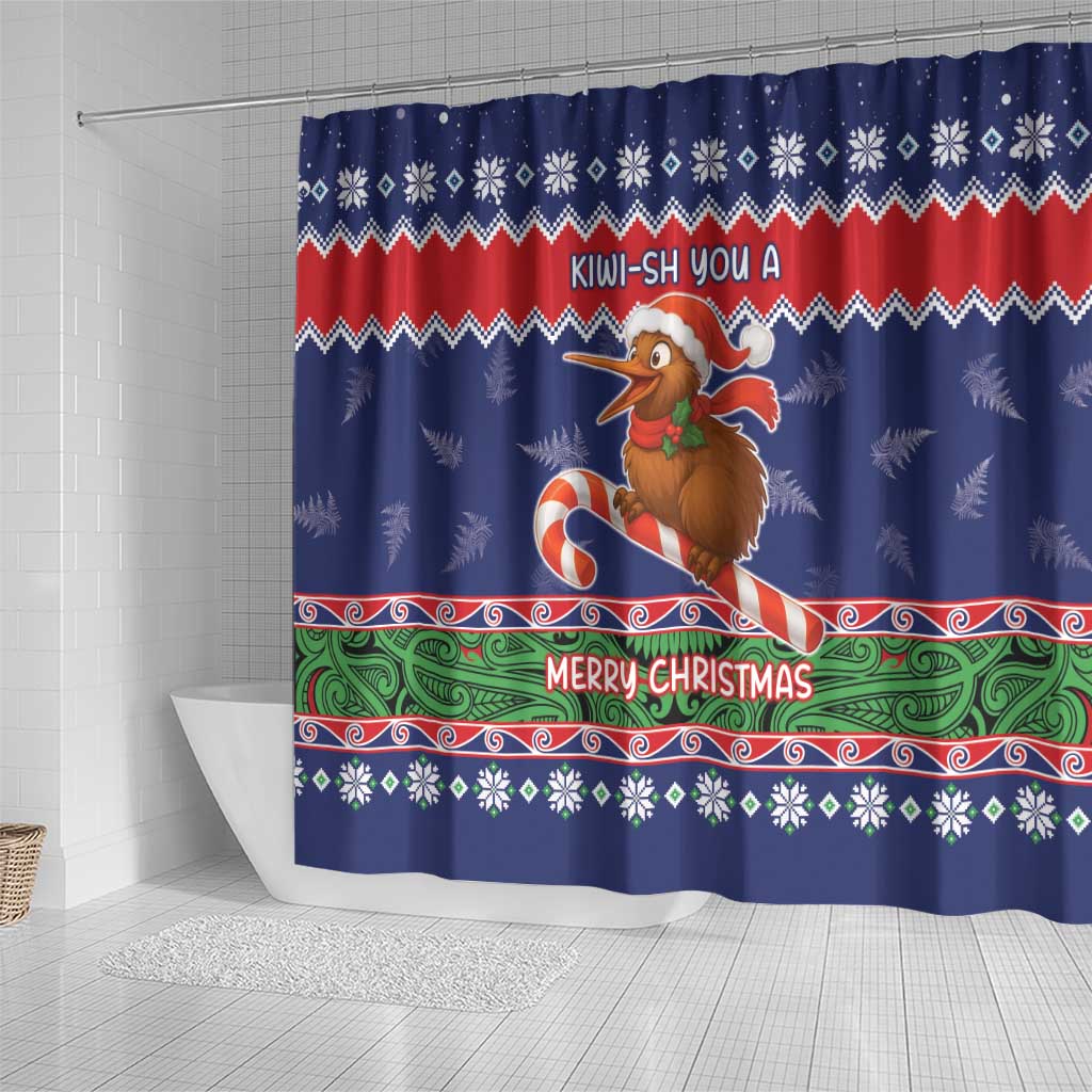 New Zealand Christmas Shower Curtain Kiwi-sh You A Merry Christmas - Polynesian Pride