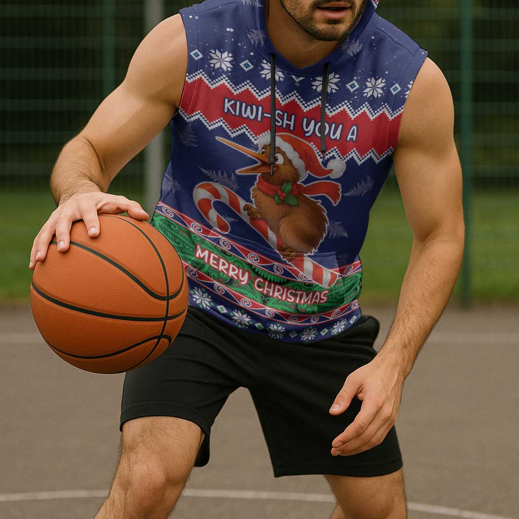 New Zealand Christmas Sleeveless Hoodie Kiwi-sh You A Merry Christmas - Polynesian Pride