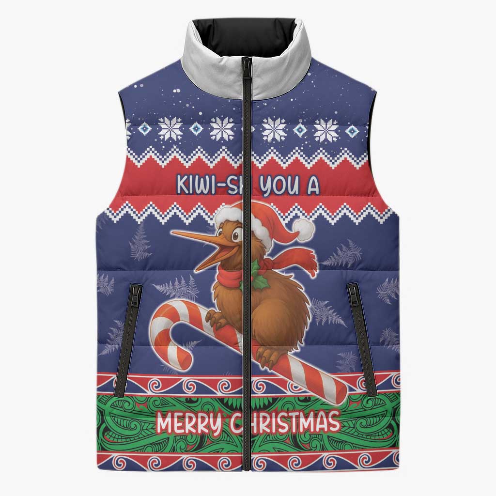New Zealand Christmas Sleeveless Puffer Jacket Kiwi-sh You A Merry Christmas - Polynesian Pride
