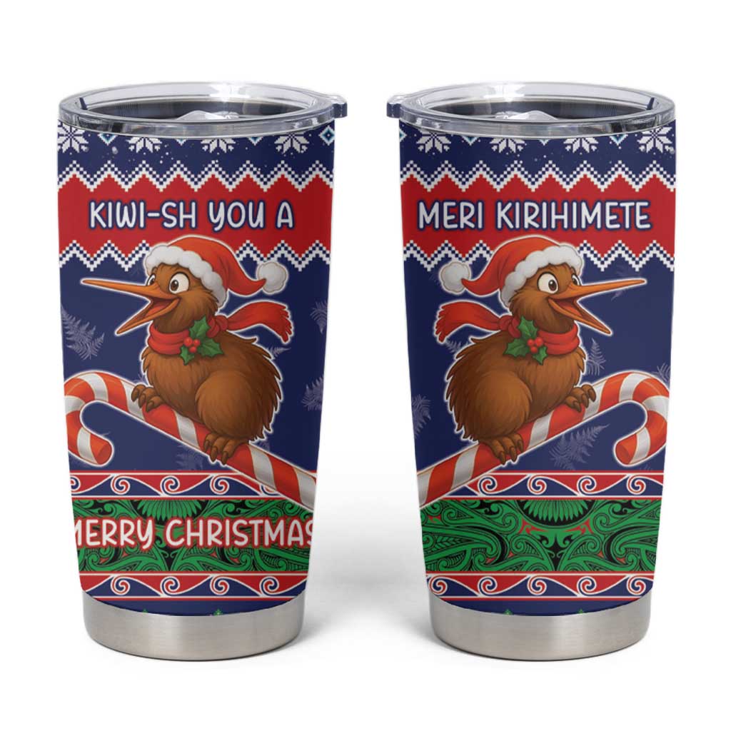 New Zealand Christmas Tumbler Cup Kiwi-sh You A Merry Christmas - Polynesian Pride