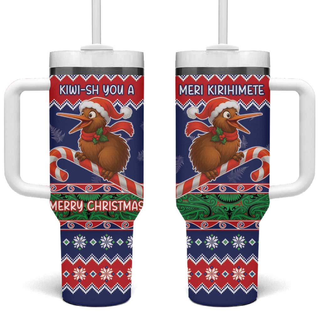 New Zealand Christmas Tumbler With Handle Kiwi-sh You A Merry Christmas - Polynesian Pride