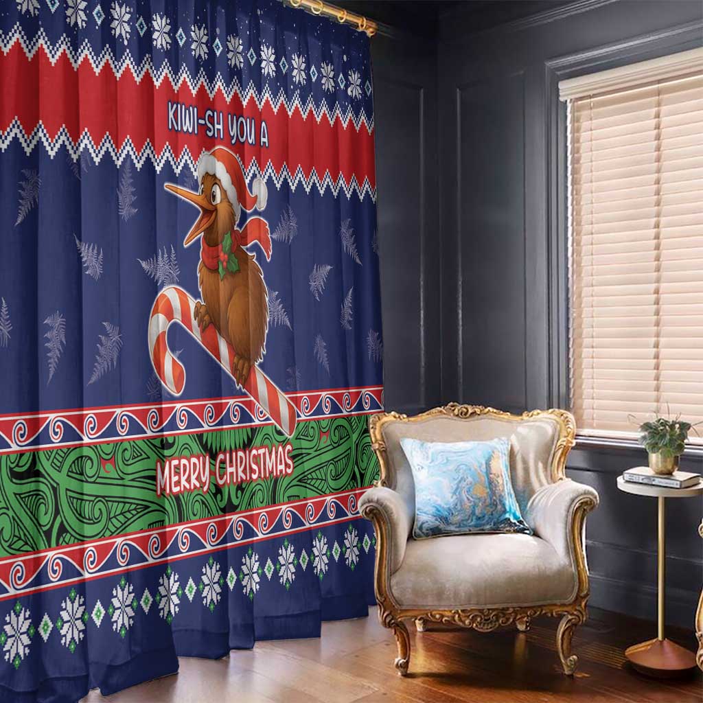 New Zealand Christmas Window Curtain Kiwi-sh You A Merry Christmas - Polynesian Pride