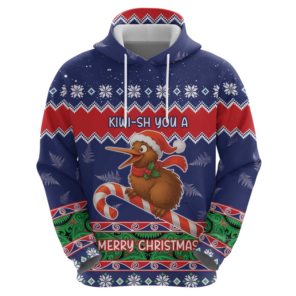 New Zealand Christmas Zip Hoodie Kiwi-sh You A Merry Christmas - Polynesian Pride
