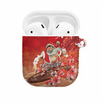 Hawaii Funny Christmas AirPods Case Santa Surfing With Tapa Pattern LT05 Red - Polynesian Pride