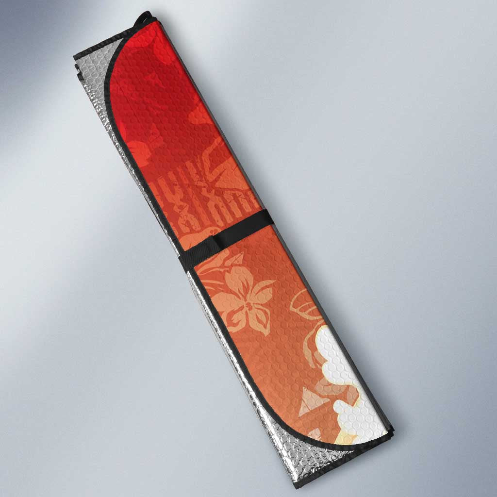 Hawaii Funny Christmas Auto Sun Shade Santa Surfing With Tapa Pattern - Polynesian Pride