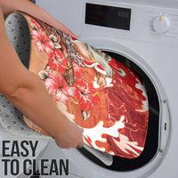 Hawaii Funny Christmas Bathroom Set Santa Surfing With Tapa Pattern - Polynesian Pride