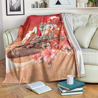 Hawaii Funny Christmas Blanket Santa Surfing With Tapa Pattern - Polynesian Pride