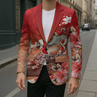 Hawaii Funny Christmas Blazer Santa Surfing With Tapa Pattern LT05 - Polynesian Pride