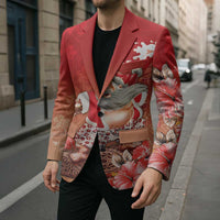 Hawaii Funny Christmas Blazer Santa Surfing With Tapa Pattern LT05 - Polynesian Pride