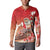 Hawaii Funny Christmas Button Sweatshirt Santa Surfing With Tapa Pattern - Polynesian Pride