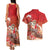 Hawaii Funny Christmas Couples Matching Tank Maxi Dress and Hawaiian Shirt Santa Surfing With Tapa Pattern - Polynesian Pride