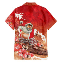 Hawaii Funny Christmas Family Matching Tank Maxi Dress and Hawaiian Shirt Santa Surfing With Tapa Pattern - Polynesian Pride