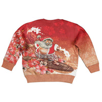 Hawaii Funny Christmas Kid Ugly Christmas Sweater Santa Surfing With Tapa Pattern - Polynesian Pride