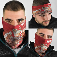 Hawaii Funny Christmas Neck Gaiter Santa Surfing With Tapa Pattern - Polynesian Pride