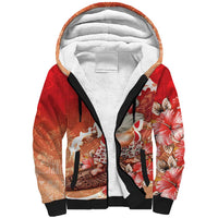 Hawaii Funny Christmas Sherpa Hoodie Santa Surfing With Tapa Pattern - Polynesian Pride