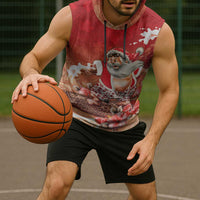 Hawaii Funny Christmas Sleeveless Hoodie Santa Surfing With Tapa Pattern - Polynesian Pride