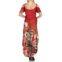 Hawaii Funny Christmas Summer Maxi Dress Santa Surfing With Tapa Pattern - Polynesian Pride