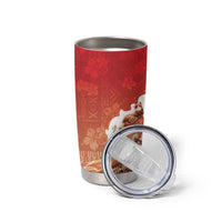 Hawaii Funny Christmas Tumbler Cup Santa Surfing With Tapa Pattern - Polynesian Pride