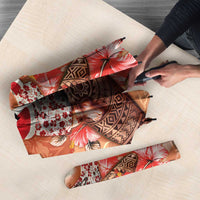 Hawaii Funny Christmas Umbrella Santa Surfing With Tapa Pattern - Polynesian Pride