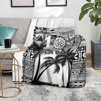 Fiji Day 2026 Blanket Masi Tapa Pattern With Palm Tree White Version LT05 - Polynesian Pride