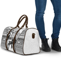 Fiji Day 2026 Travel Bag Masi Tapa Pattern With Palm Tree White Version