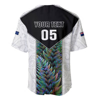 Custom New Zealand Fern Rugby Baseball Jersey World Cup 2023 Paua Shell Maori Pattern LT05 - Polynesian Pride