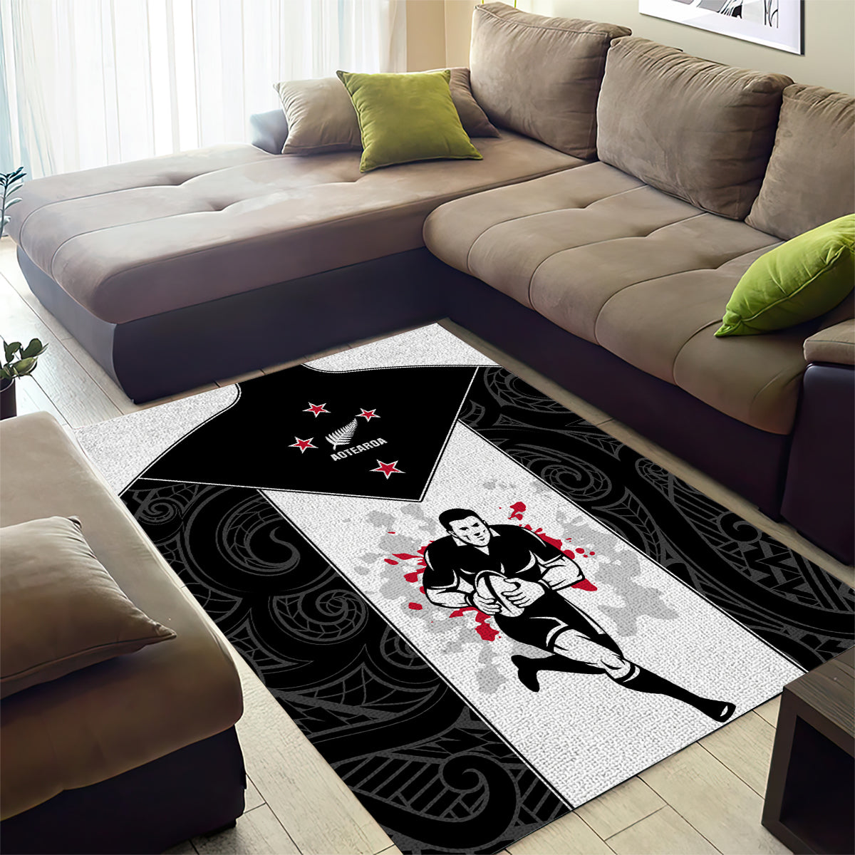 New Zealand Player Rugby Area Rug World Cup 2023 Maori Pattern LT05 - Polynesian Pride