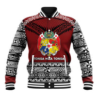 Personalised Tonga Constitution Day Baseball Jacket Tongan Kupesi Ngatu Pattern LT05 Unisex Red - Polynesian Pride