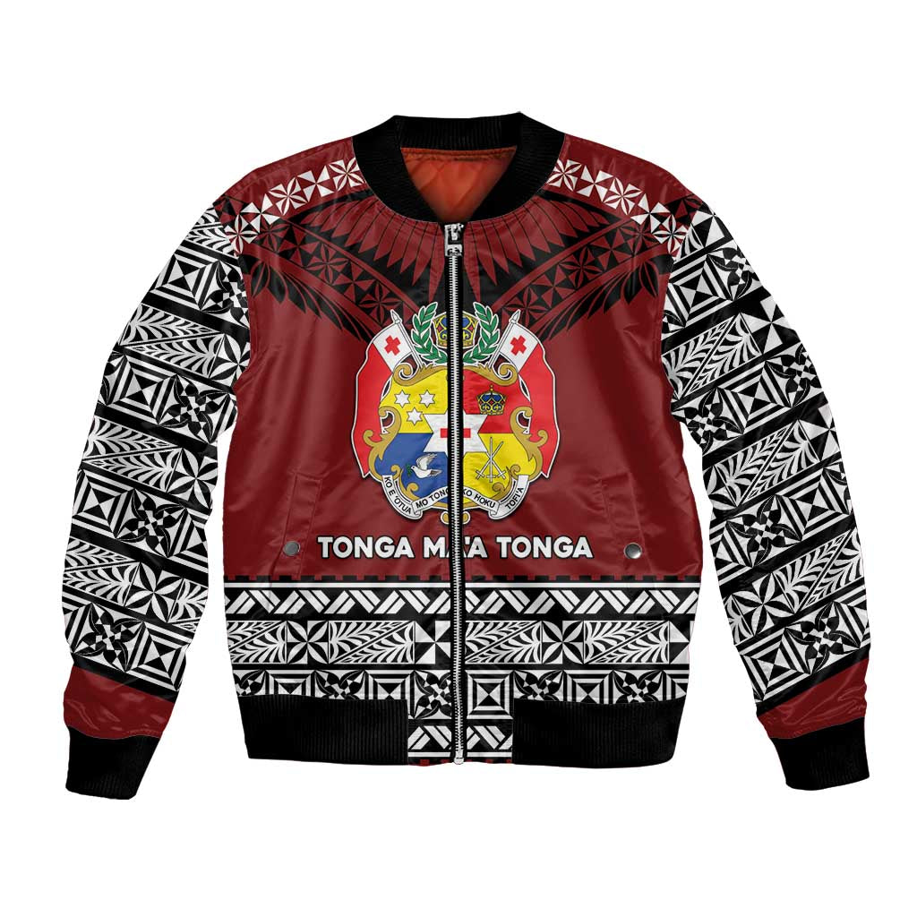 Personalised Tonga Constitution Day Bomber Jacket Tongan Kupesi Ngatu Pattern