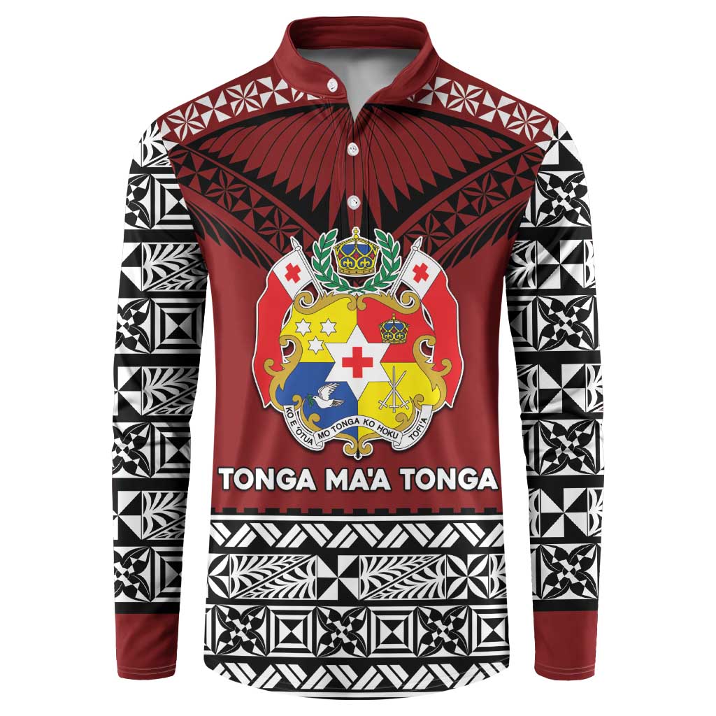 Personalised Tonga Constitution Day Button Sweatshirt Tongan Kupesi Ngatu Pattern LT05 Red - Polynesian Pride