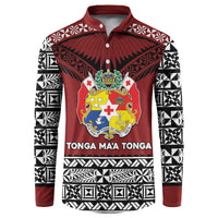 Personalised Tonga Constitution Day Button Sweatshirt Tongan Kupesi Ngatu Pattern LT05 Red - Polynesian Pride