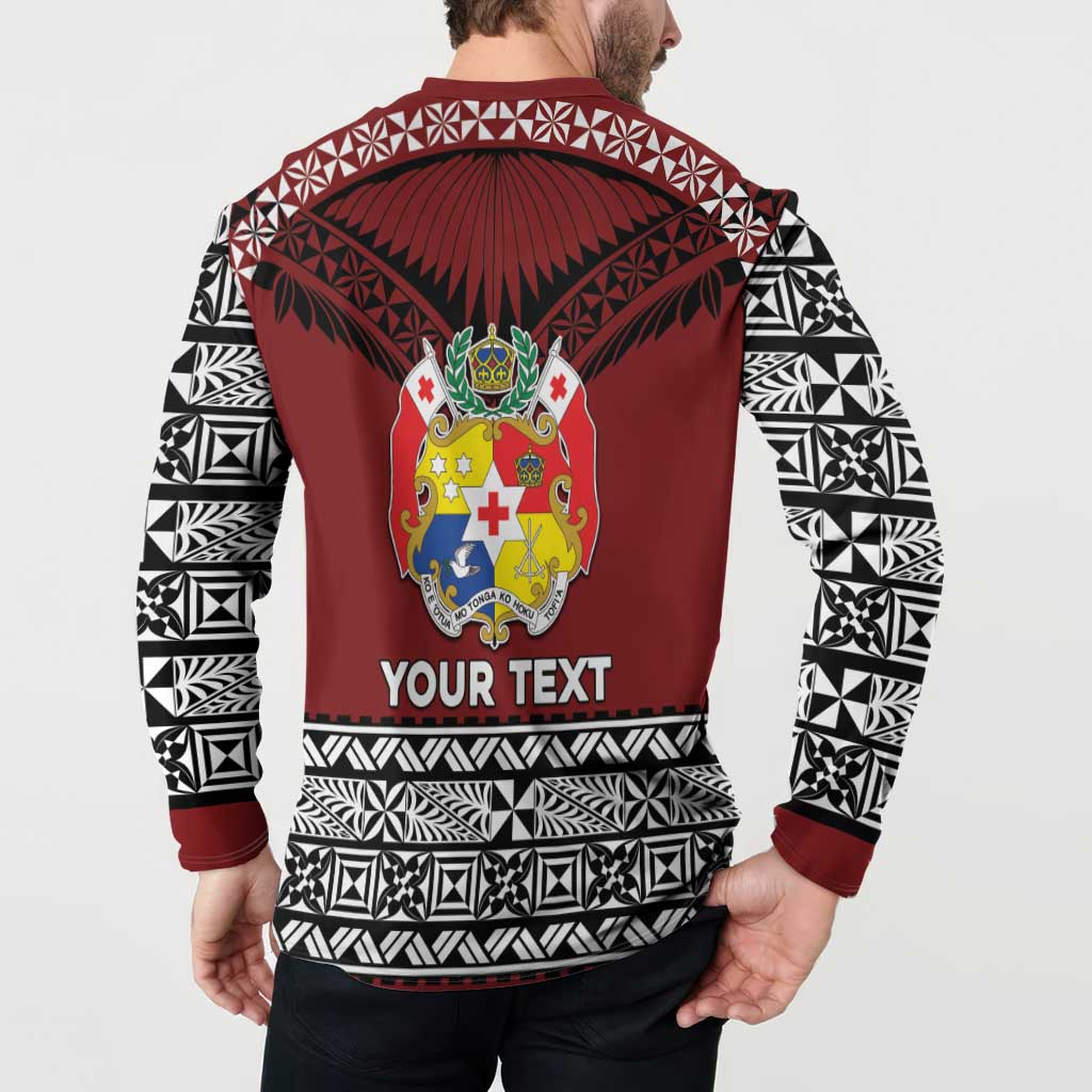 Personalised Tonga Constitution Day Button Sweatshirt Tongan Kupesi Ngatu Pattern LT05 - Polynesian Pride