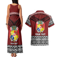 Personalised Tonga Constitution Day Couples Matching Tank Maxi Dress and Hawaiian Shirt Tongan Kupesi Ngatu Pattern LT05 - Polynesian Pride