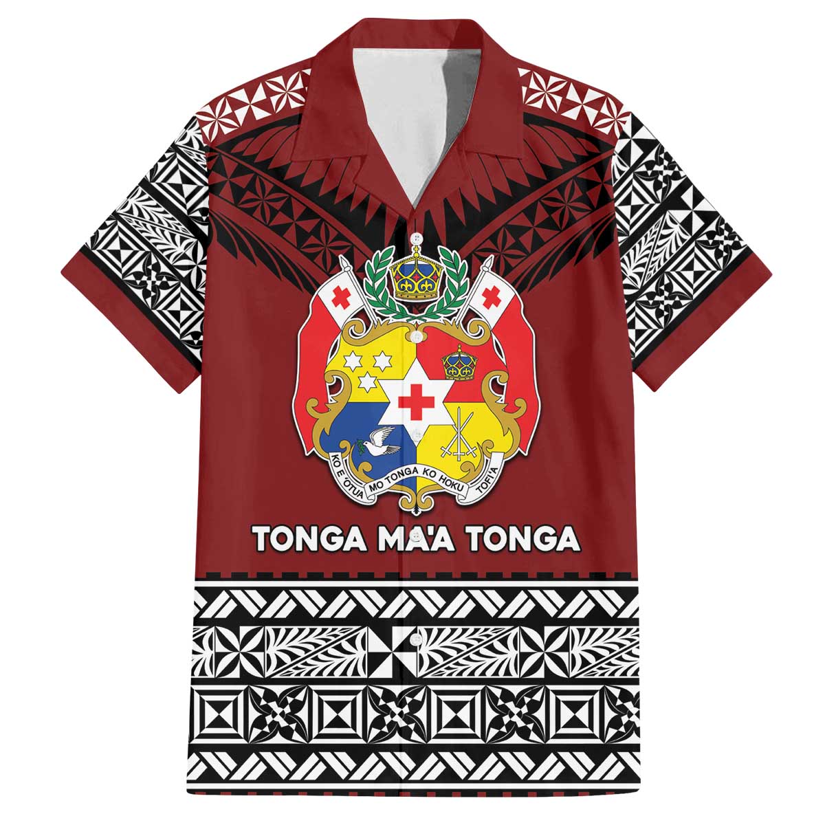 Personalised Tonga Constitution Day Family Matching Off The Shoulder Long Sleeve Dress and Hawaiian Shirt Tongan Kupesi Ngatu Pattern