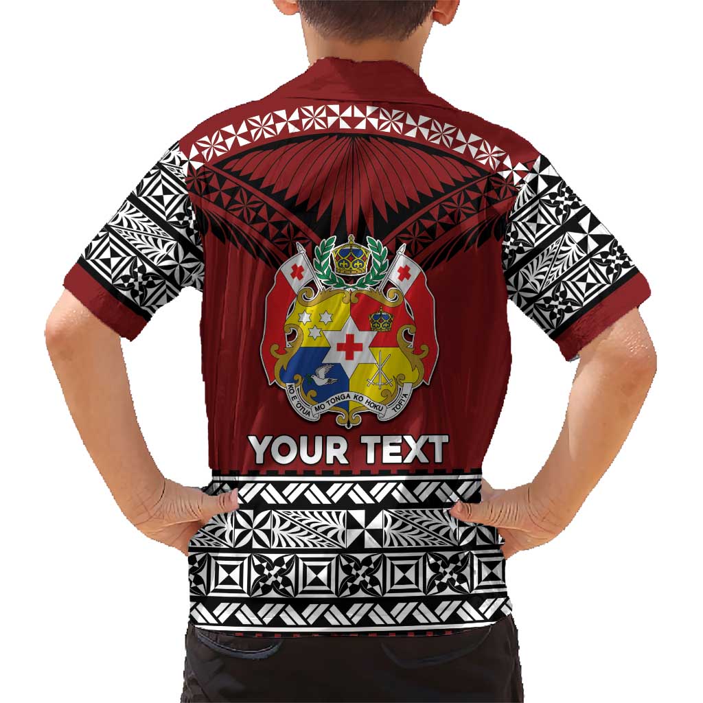 Personalised Tonga Constitution Day Family Matching Short Sleeve Bodycon Dress and Hawaiian Shirt Tongan Kupesi Ngatu Pattern