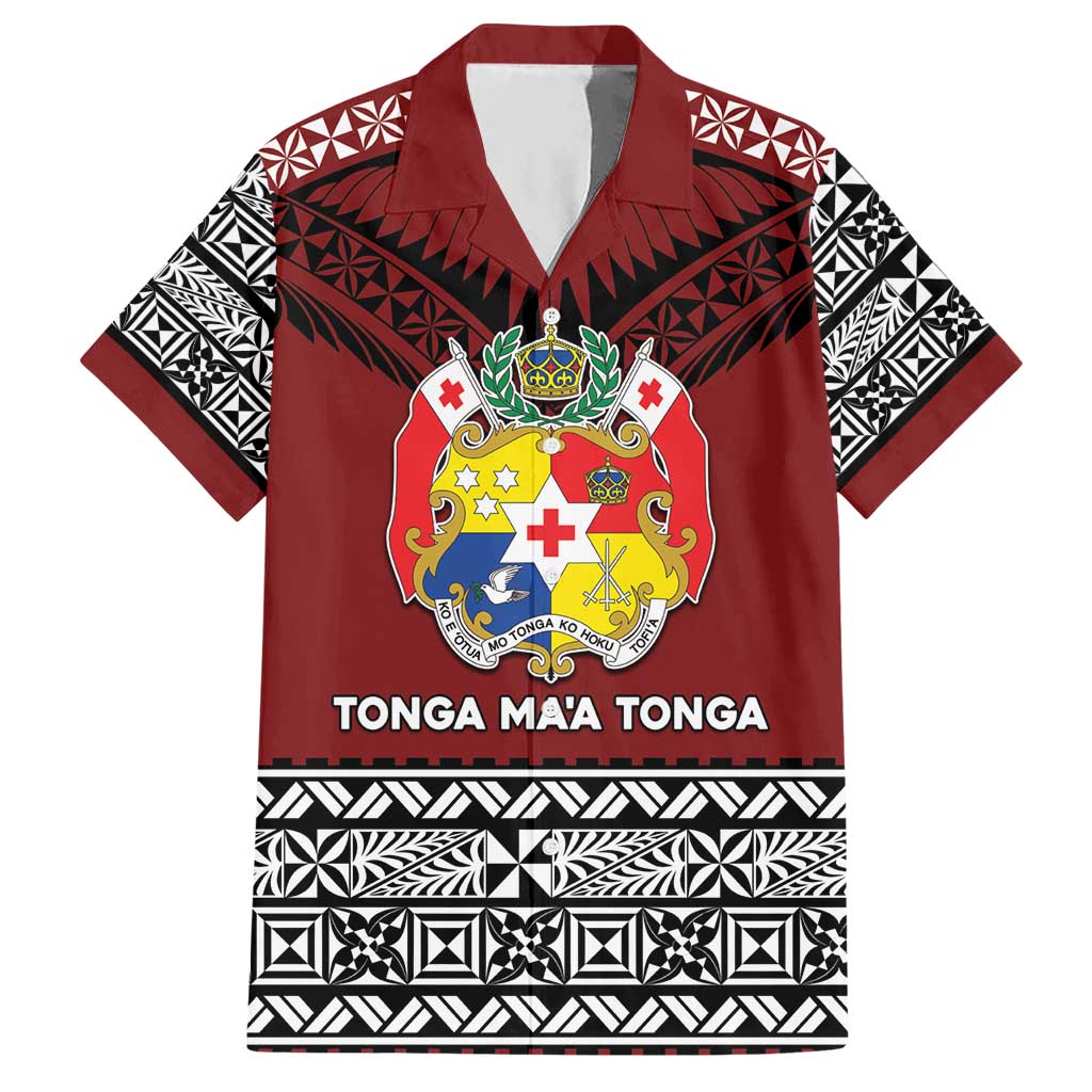 Personalised Tonga Constitution Day Hawaiian Shirt Tongan Kupesi Ngatu Pattern LT05 Red - Polynesian Pride