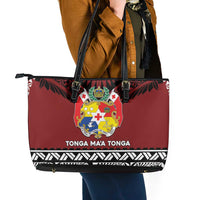 Tonga Constitution Day Leather Tote Bag Tongan Kupesi Ngatu Pattern LT05 - Polynesian Pride