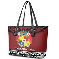 Tonga Constitution Day Leather Tote Bag Tongan Kupesi Ngatu Pattern LT05 - Polynesian Pride