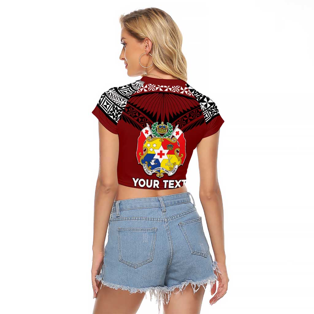 Personalised Tonga Constitution Day Raglan Cropped T Shirt Tongan Kupesi Ngatu Pattern LT05 - Polynesian Pride