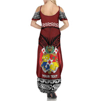 Personalised Tonga Constitution Day Summer Maxi Dress Tongan Kupesi Ngatu Pattern LT05 - Polynesian Pride