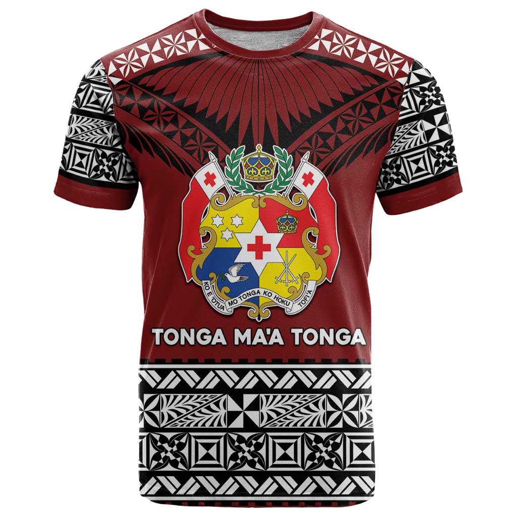 Personalised Tonga Constitution Day T Shirt Tongan Kupesi Ngatu Pattern LT05 Red - Polynesian Pride