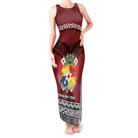 Personalised Tonga Constitution Day Tank Maxi Dress Tongan Kupesi Ngatu Pattern LT05 Women Red - Polynesian Pride