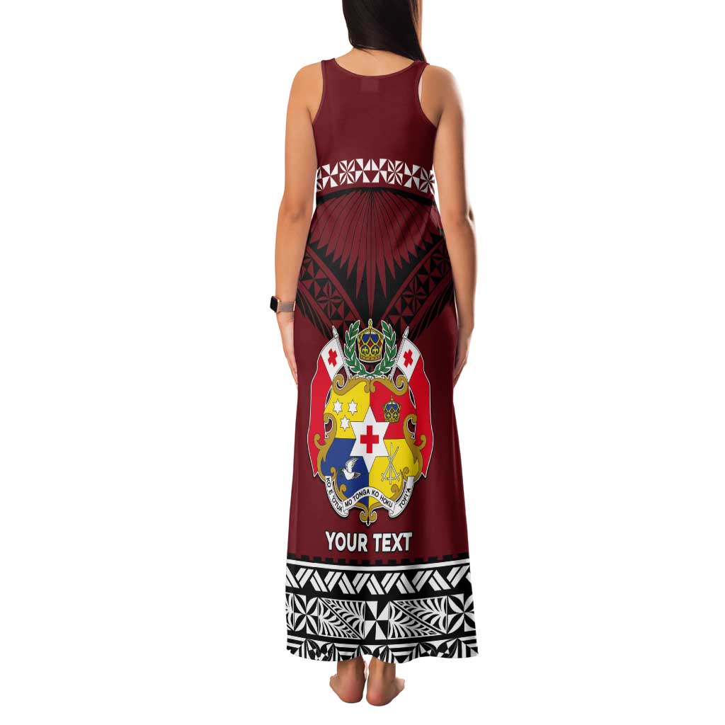 Personalised Tonga Constitution Day Tank Maxi Dress Tongan Kupesi Ngatu Pattern LT05 - Polynesian Pride