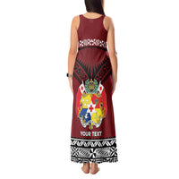 Personalised Tonga Constitution Day Tank Maxi Dress Tongan Kupesi Ngatu Pattern LT05 - Polynesian Pride