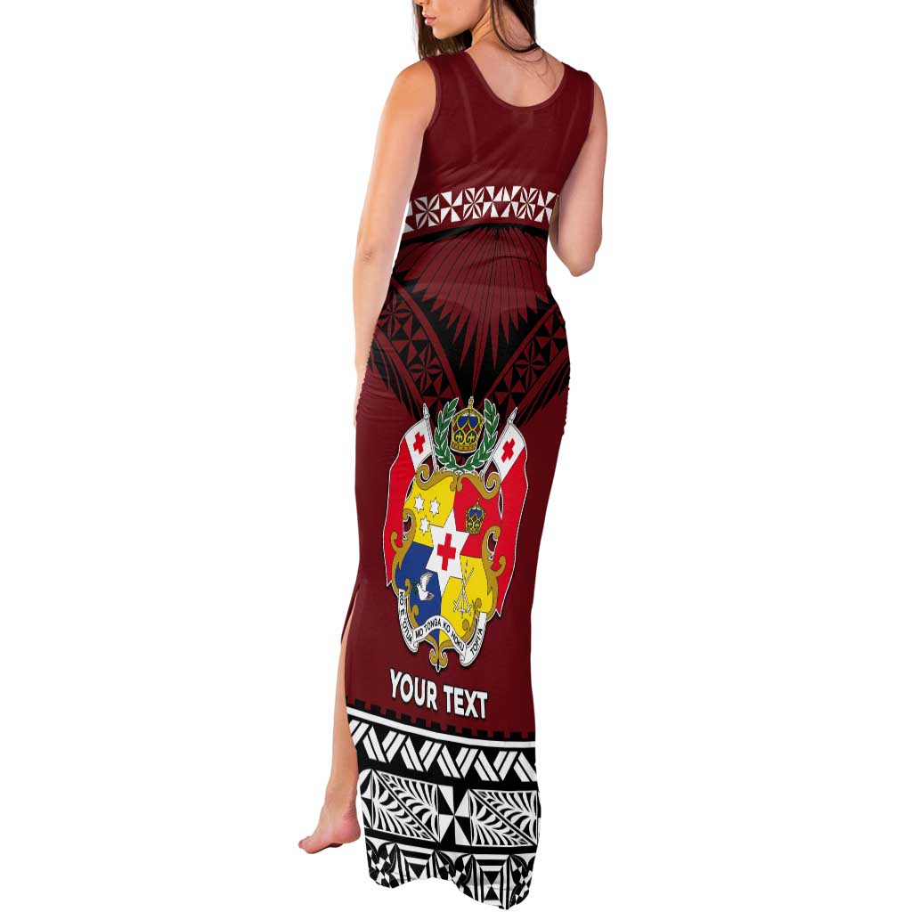 Personalised Tonga Constitution Day Tank Maxi Dress Tongan Kupesi Ngatu Pattern LT05 - Polynesian Pride