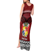 Personalised Tonga Constitution Day Tank Maxi Dress Tongan Kupesi Ngatu Pattern LT05 - Polynesian Pride