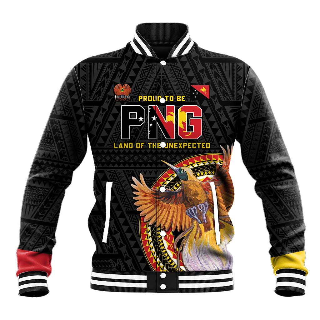 Papua New Guinea Tok Pisin Wik Baseball Jacket Land Of The Unexpected LT05 Unisex Black - Polynesian Pride