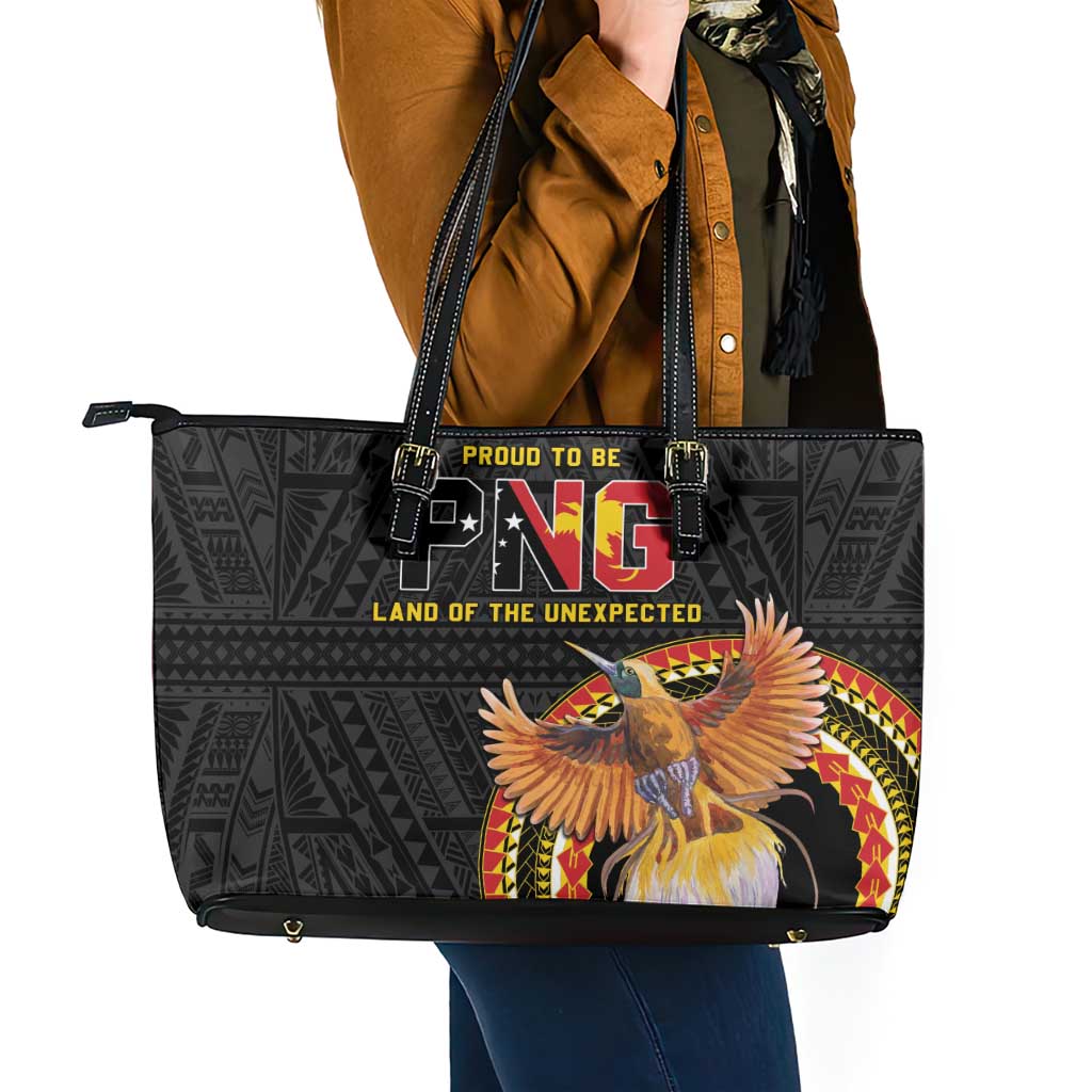 Papua New Guinea Tok Pisin Wik Leather Tote Bag Land Of The Unexpected LT05 - Polynesian Pride