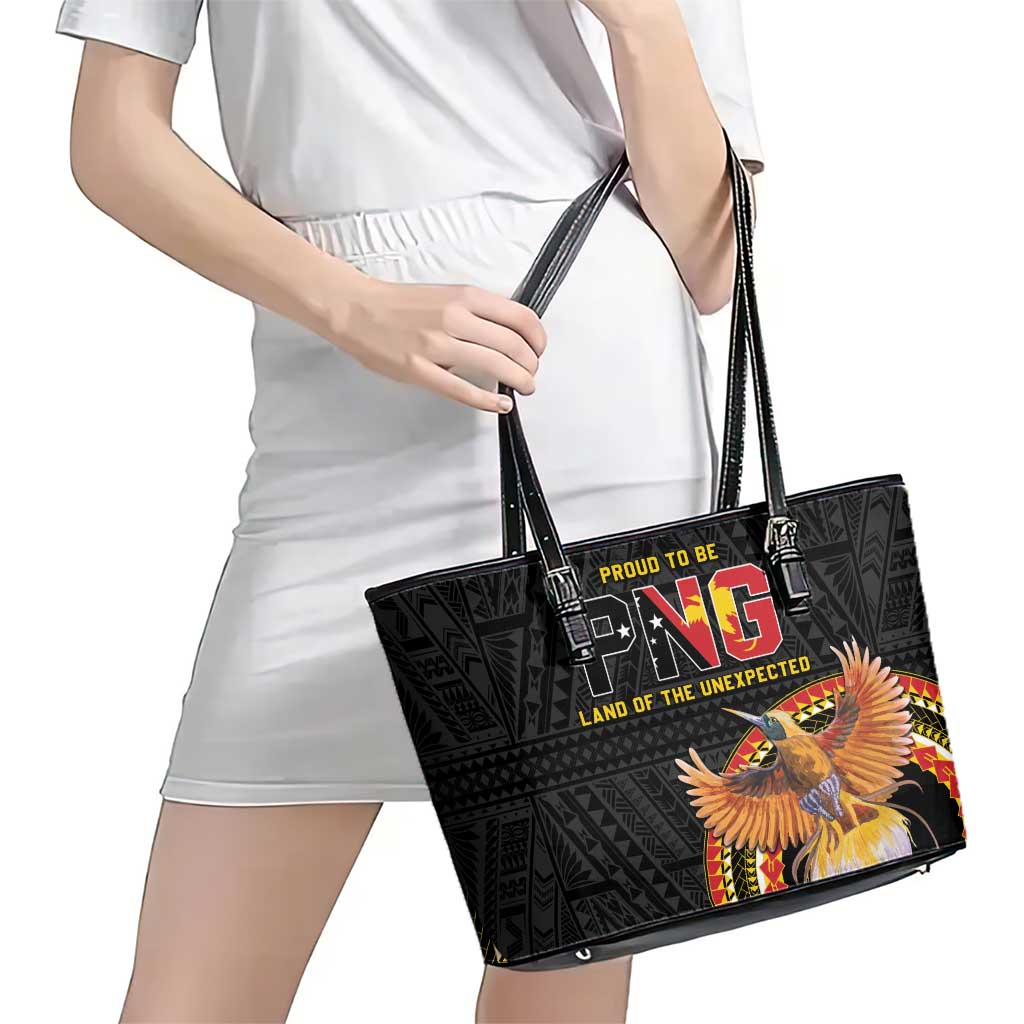 Papua New Guinea Tok Pisin Wik Leather Tote Bag Land Of The Unexpected LT05 - Polynesian Pride