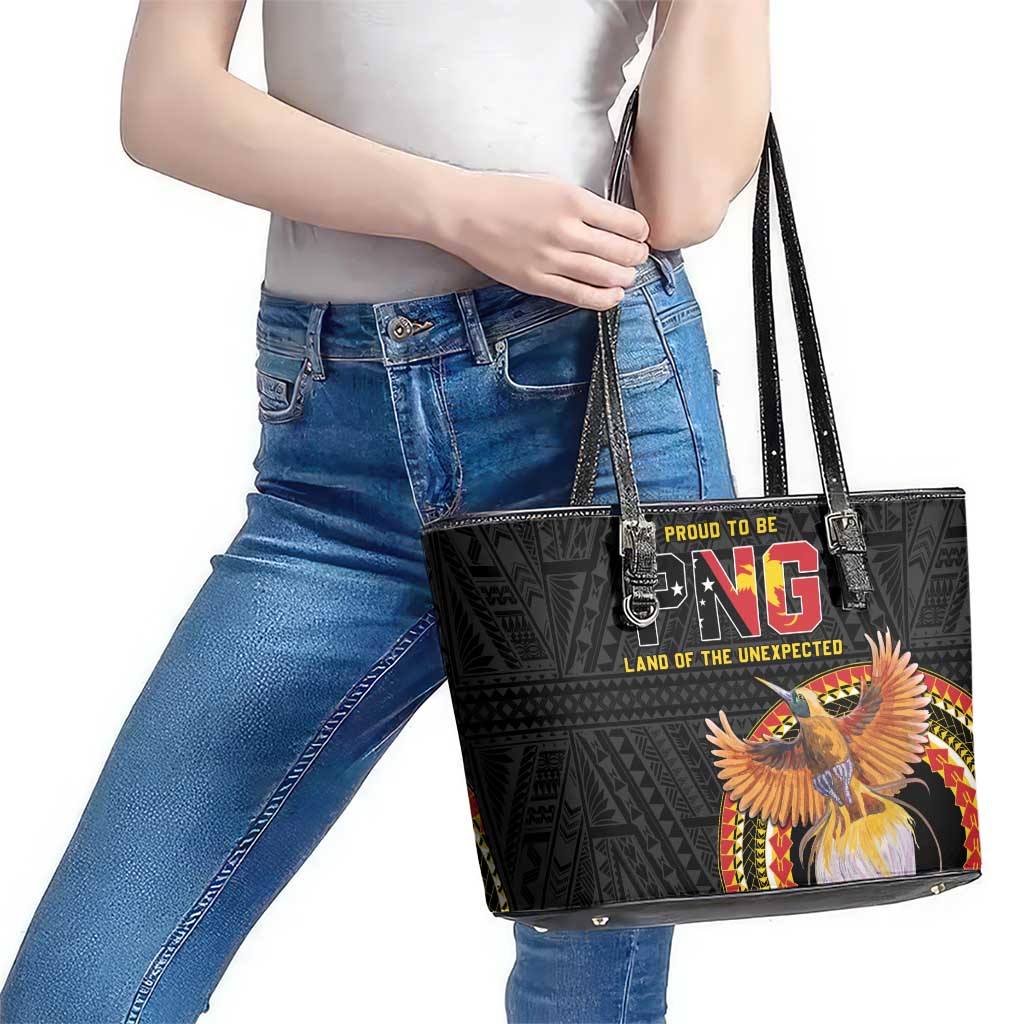 Papua New Guinea Tok Pisin Wik Leather Tote Bag Land Of The Unexpected LT05 - Polynesian Pride